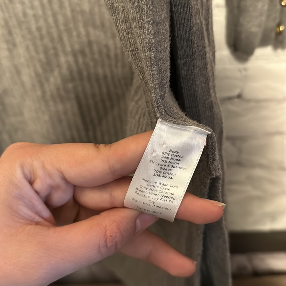 Talbots 1X Grey Ribbed Open Cardigan - Picture 4 of 6